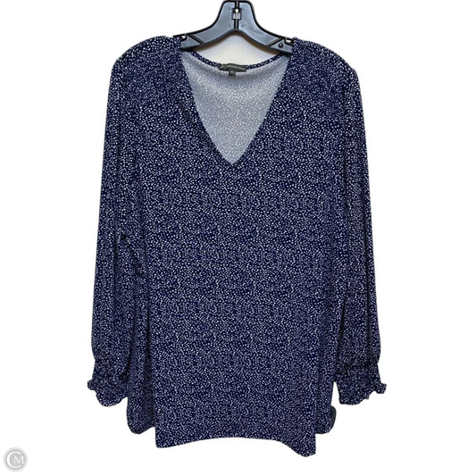 Top Long Sleeve By Adrianna Papell In Navy, Size: 1x