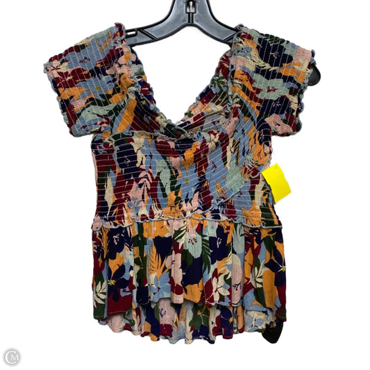 Top Short Sleeve By Patrons of Peace In Blue & Red, Size: S