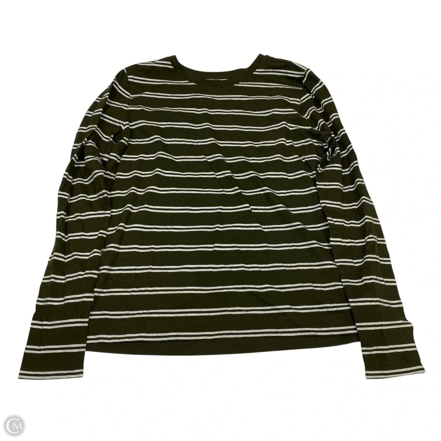 Top Long Sleeve Basic By Loft In Green & White, Size: M