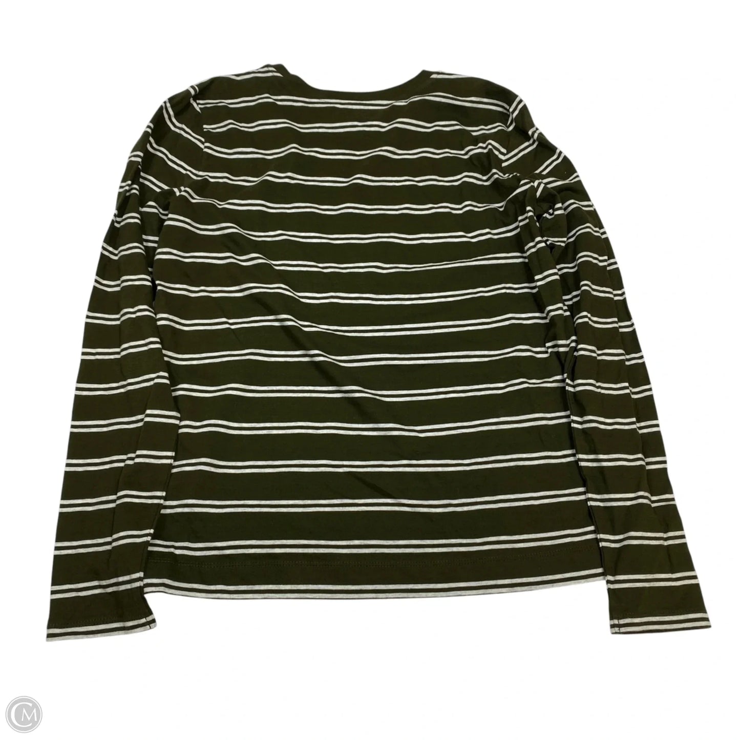 Top Long Sleeve Basic By Loft In Green & White, Size: M