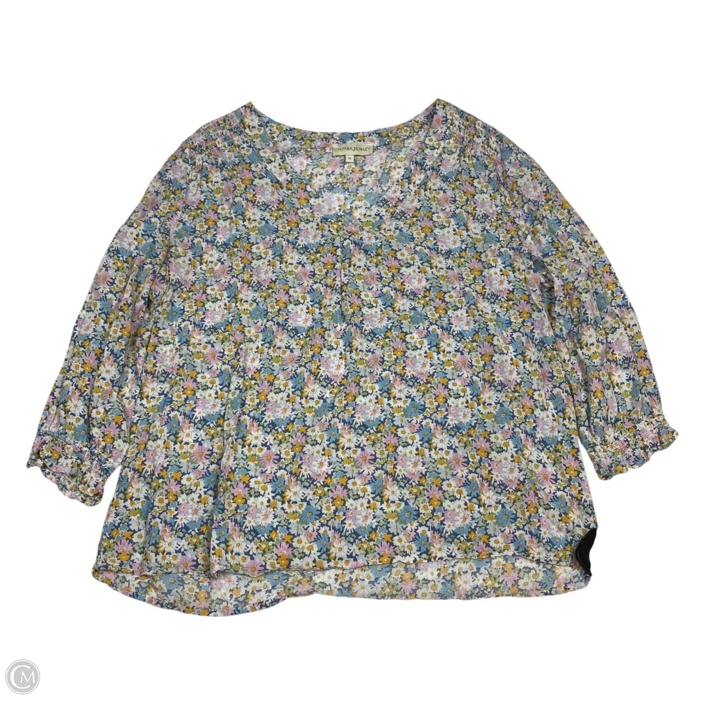 Top Long Sleeve By Cynthia Rowley In Blue & Pink, Size: Xl