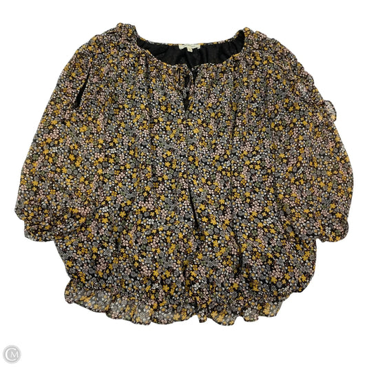 Top 3/4 Sleeve By Max Studio In Black & Yellow, Size: L