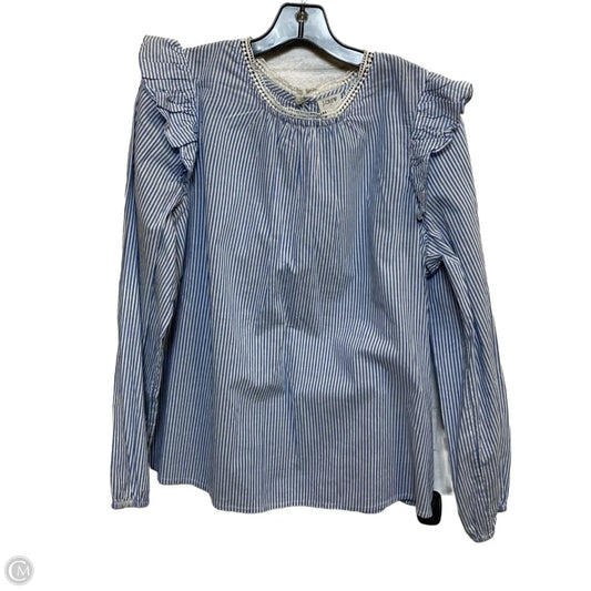 Top Long Sleeve By J. Crew In Blue & White, Size: L