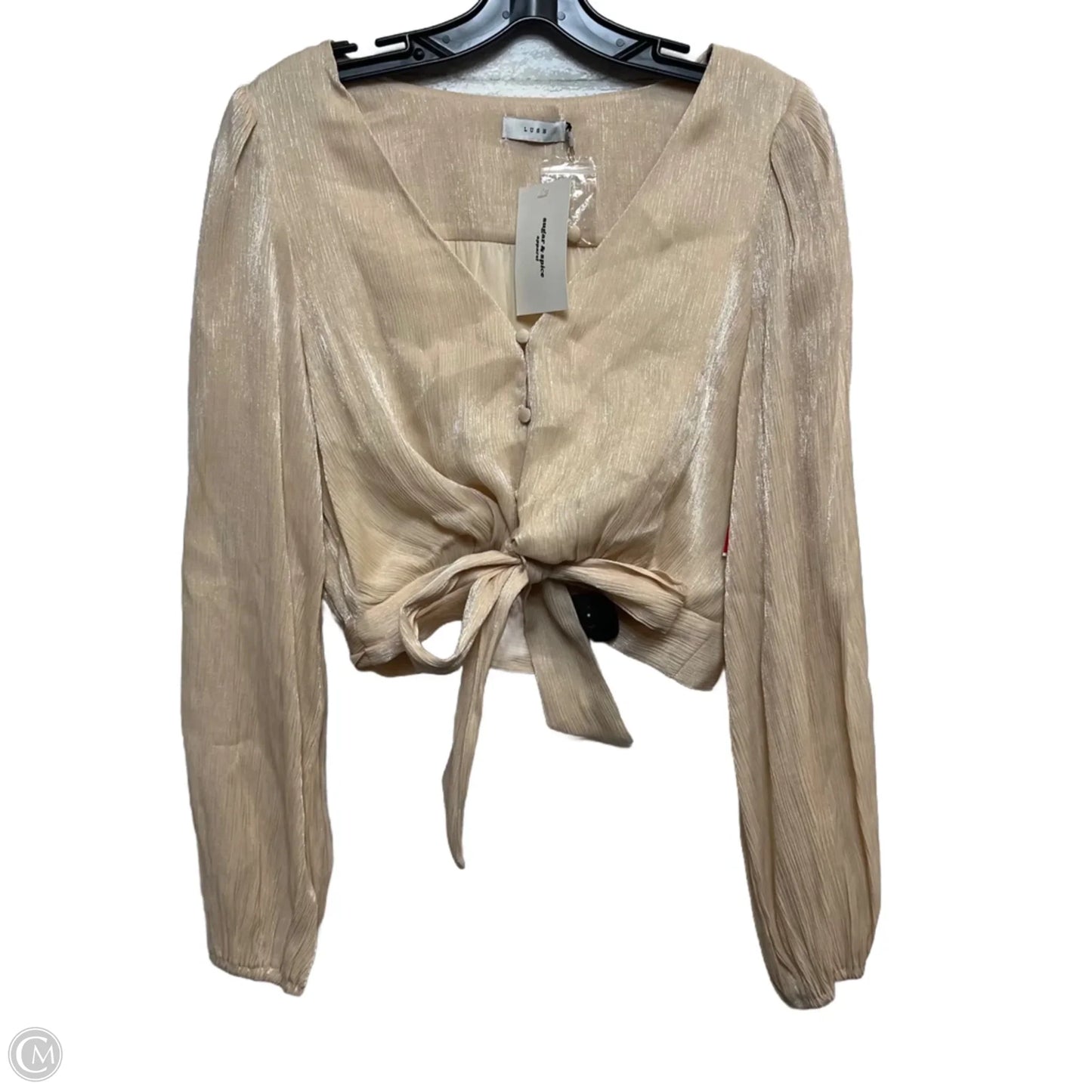 Top Long Sleeve By Lush In Tan, Size: L