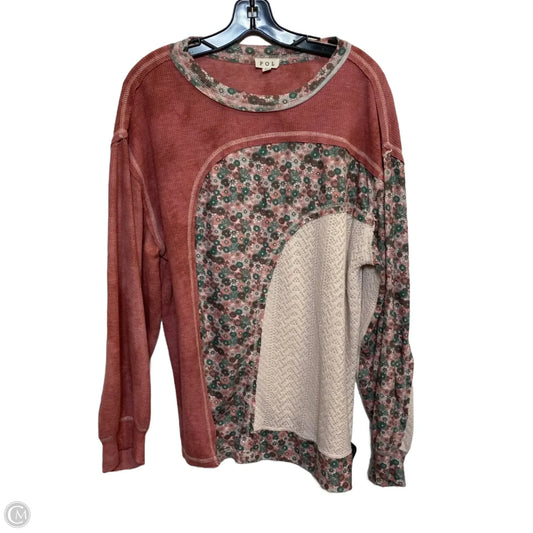 Top Long Sleeve By Pol In Green & Pink, Size: L