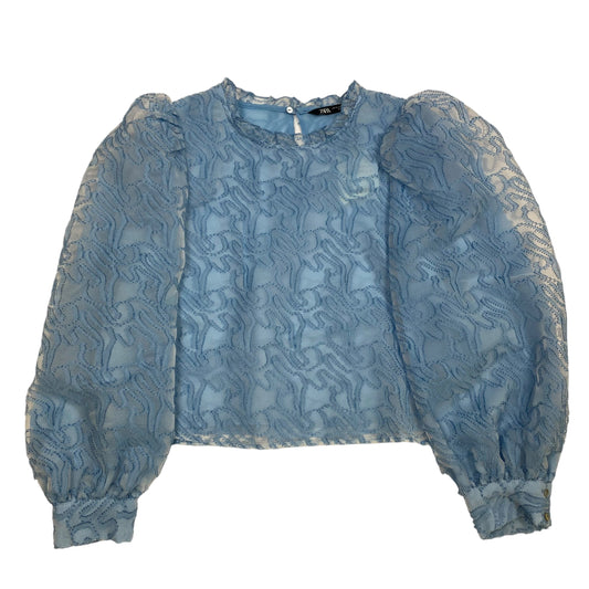 Top Long Sleeve By Zara In Blue, Size: M