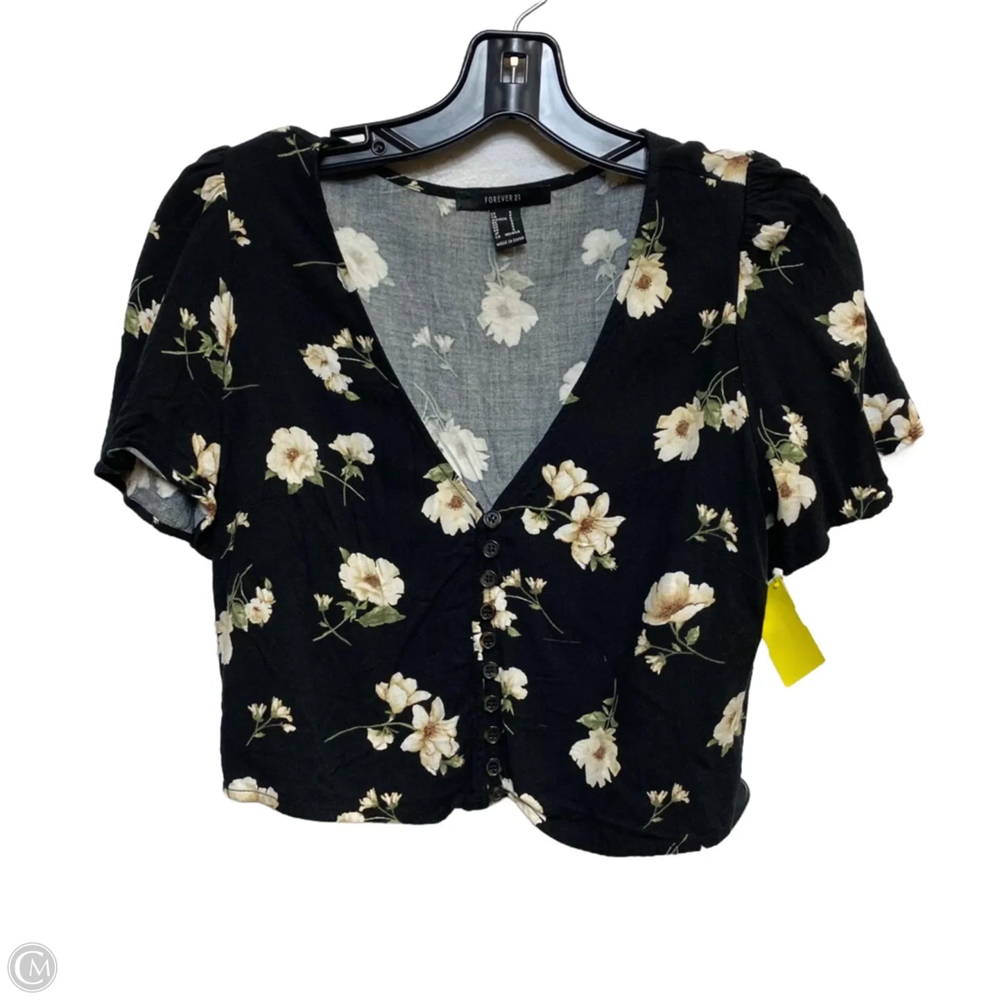Top Short Sleeve By Forever 21 In Black, Size: S