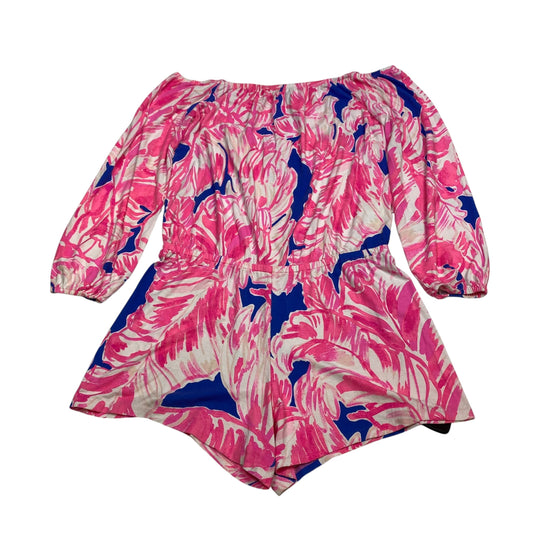 Romper Designer By Lilly Pulitzer In Blue & Pink, Size: M