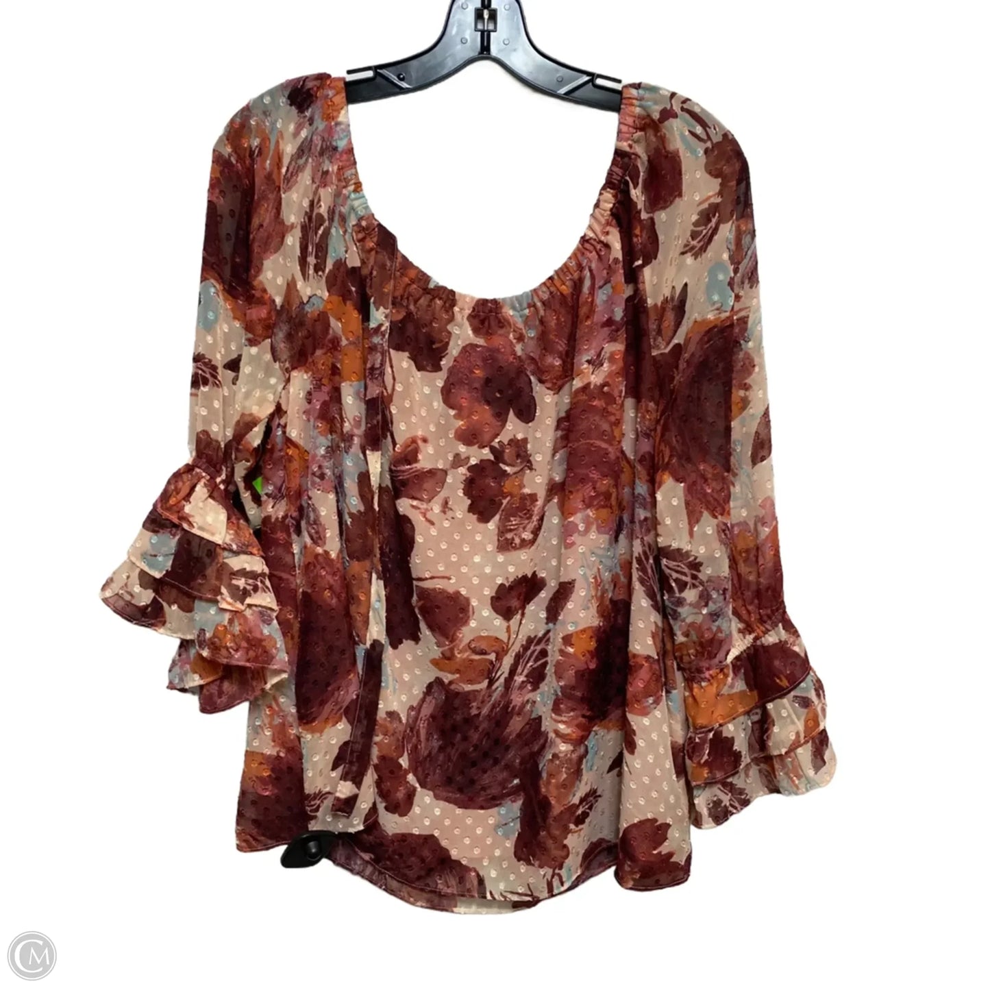 Blouse Long Sleeve By Cato In Pink, Size: Xl