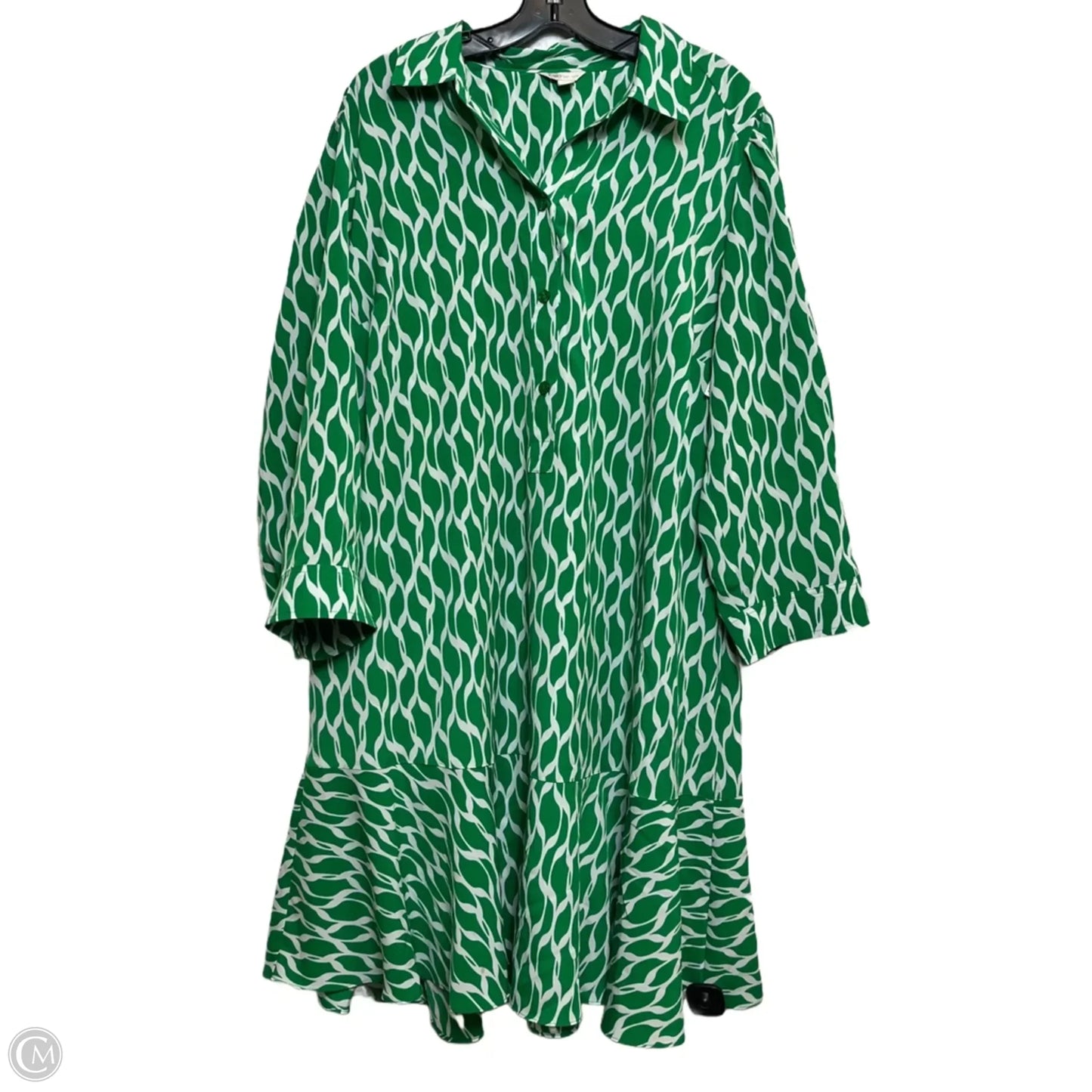 Dress Casual Short By Cato In Green & White, Size: 1x