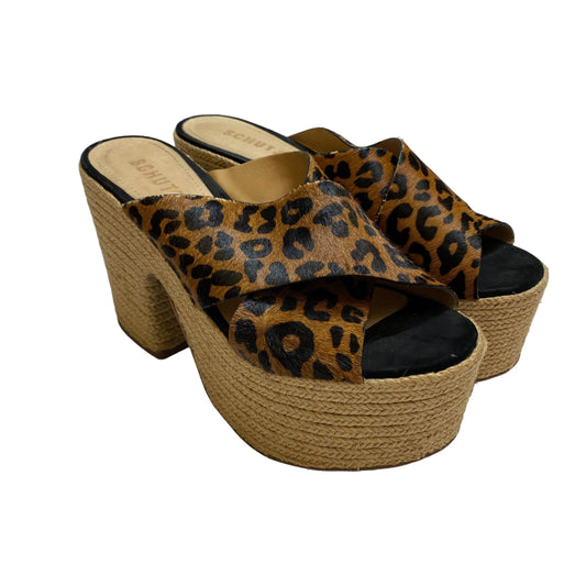 Animal Print Sandals Heels Block Cmb, Size 7.5