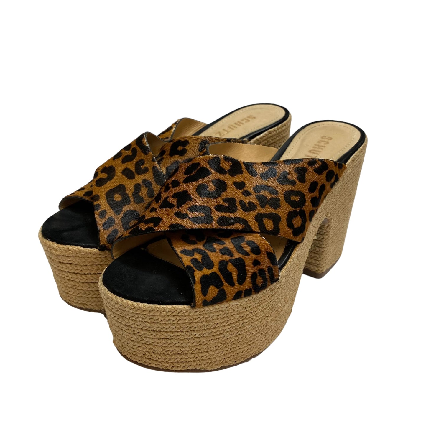 Animal Print Sandals Heels Block Cmb, Size 7.5