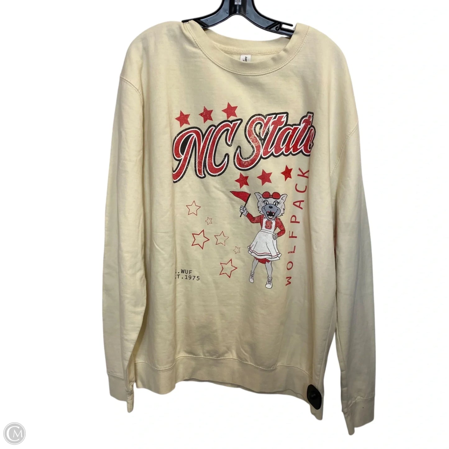 Sweatshirt Crewneck By Just Hoods In Cream, Size: Xxl
