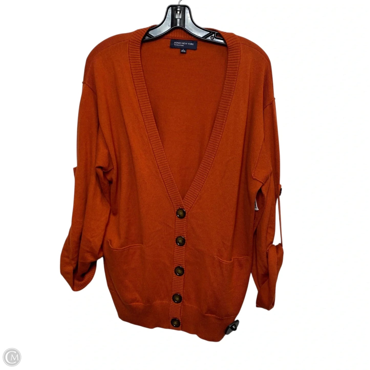 Sweater Cardigan By Jones New York In Orange, Size: L