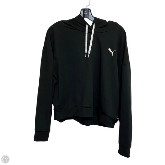 Athletic Top Long Sleeve Hoodie By Puma In Black, Size: L