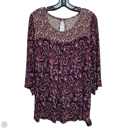 Top 3/4 Sleeve By Lucky Brand In Purple, Size: 2x