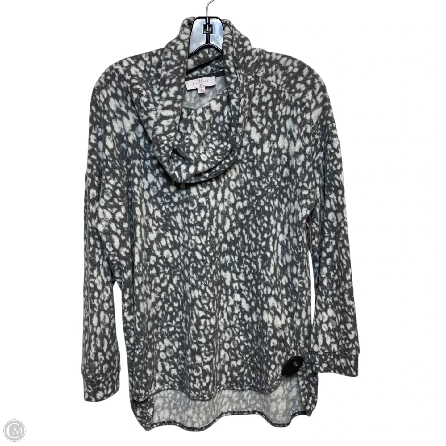 Top Long Sleeve By New Directions In Grey & White, Size: M