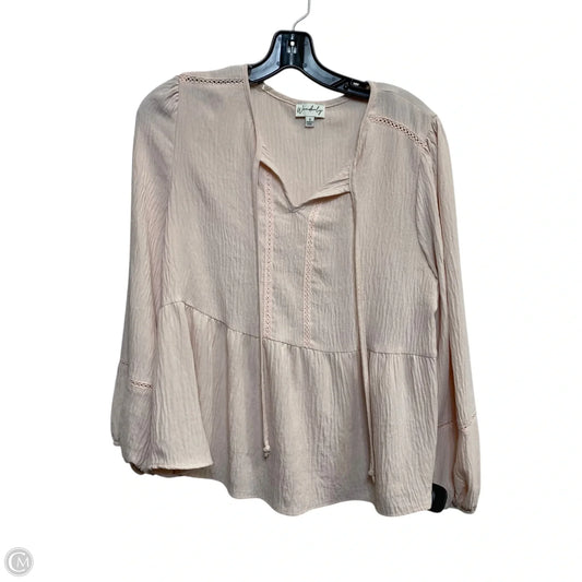 Top Long Sleeve By Wonderly In Pink, Size: S