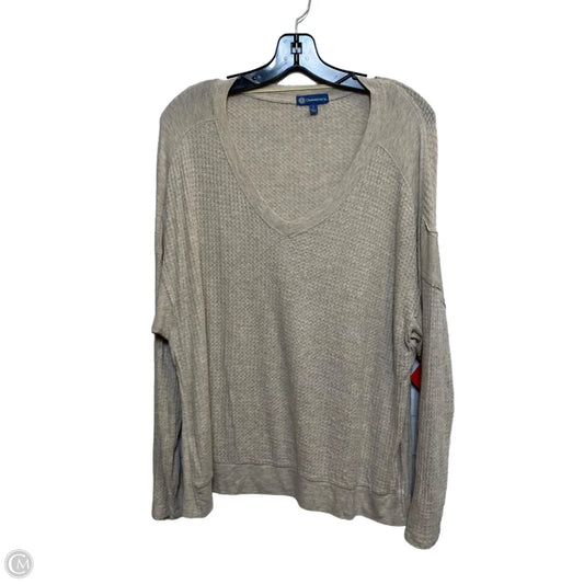 Top Long Sleeve By Democracy In Tan, Size: L
