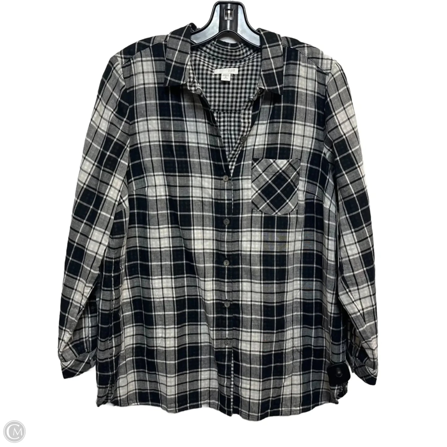 Top Long Sleeve By J. Jill In Black & White, Size: Mp