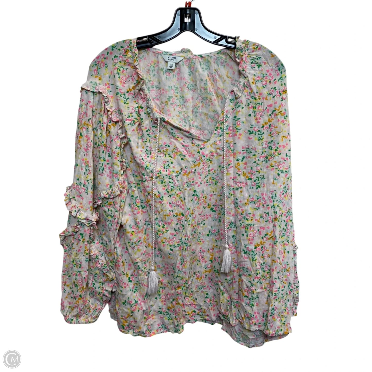 Top 3/4 Sleeve By Crown And Ivy In Pink, Size: 2x