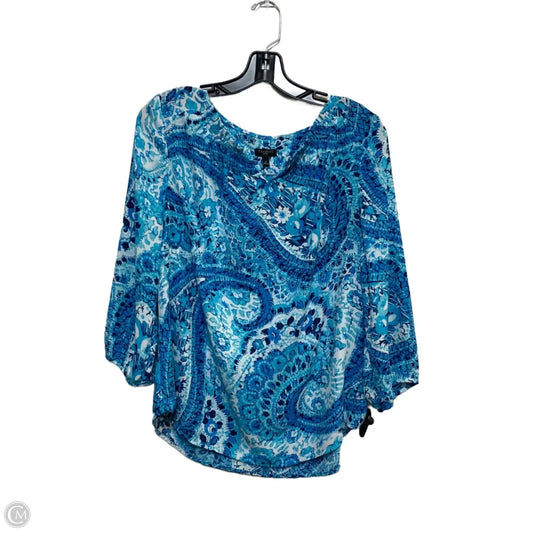 Blouse 3/4 Sleeve By Talbots In Blue & White, Size: Lp