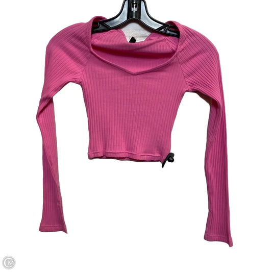 Top Long Sleeve Basic By Divided In Pink, Size: Xxs