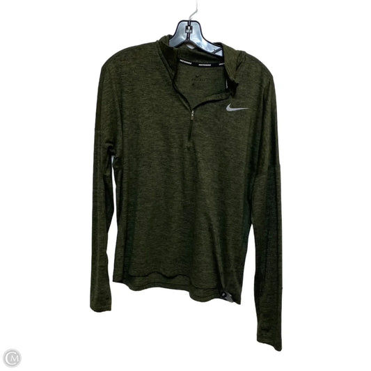 Athletic Top Long Sleeve Collar By Nike In Green, Size: M