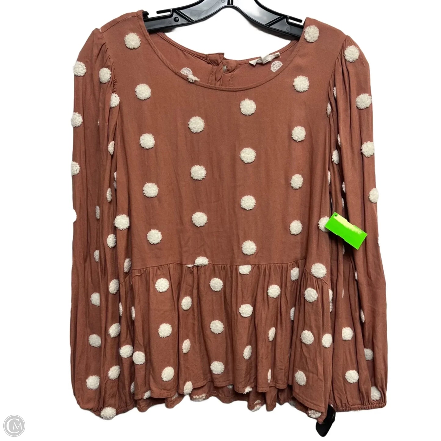 Top Long Sleeve By Blu Pepper In Cream & Orange, Size: S