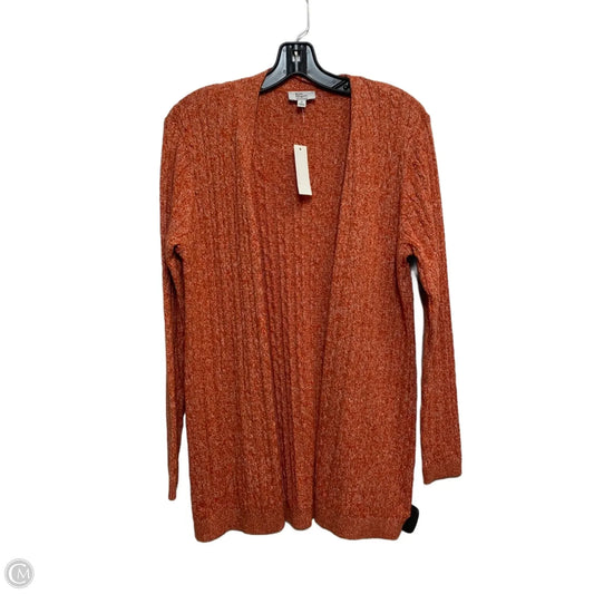 Sweater Cardigan By Kim Rogers In Orange & White, Size: S