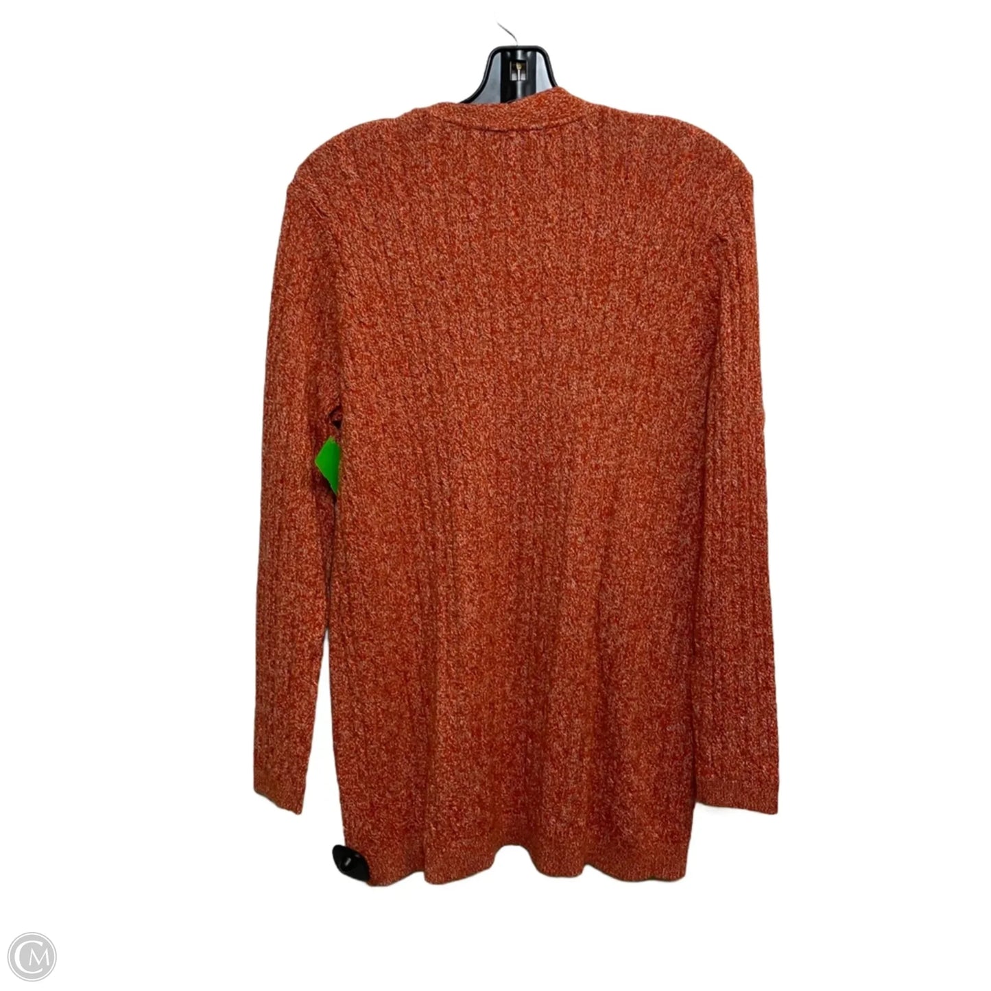 Sweater Cardigan By Kim Rogers In Orange & White, Size: S