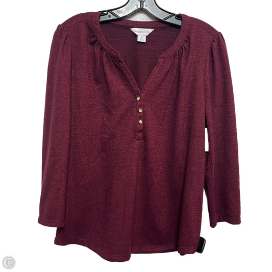Top 3/4 Sleeve By Liz Claiborne In Maroon, Size: M