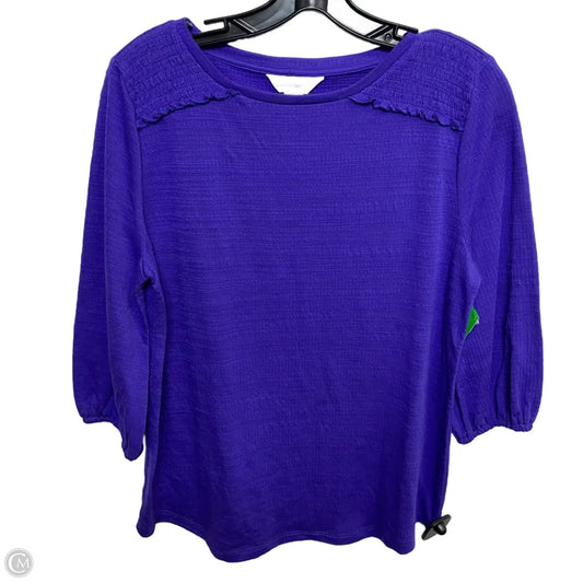 Top 3/4 Sleeve By Liz Claiborne In Purple, Size: M