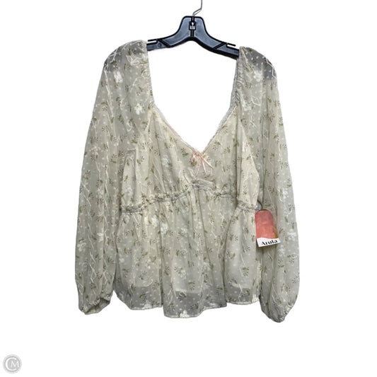 Top Long Sleeve By Arula In Cream, Size: 2x