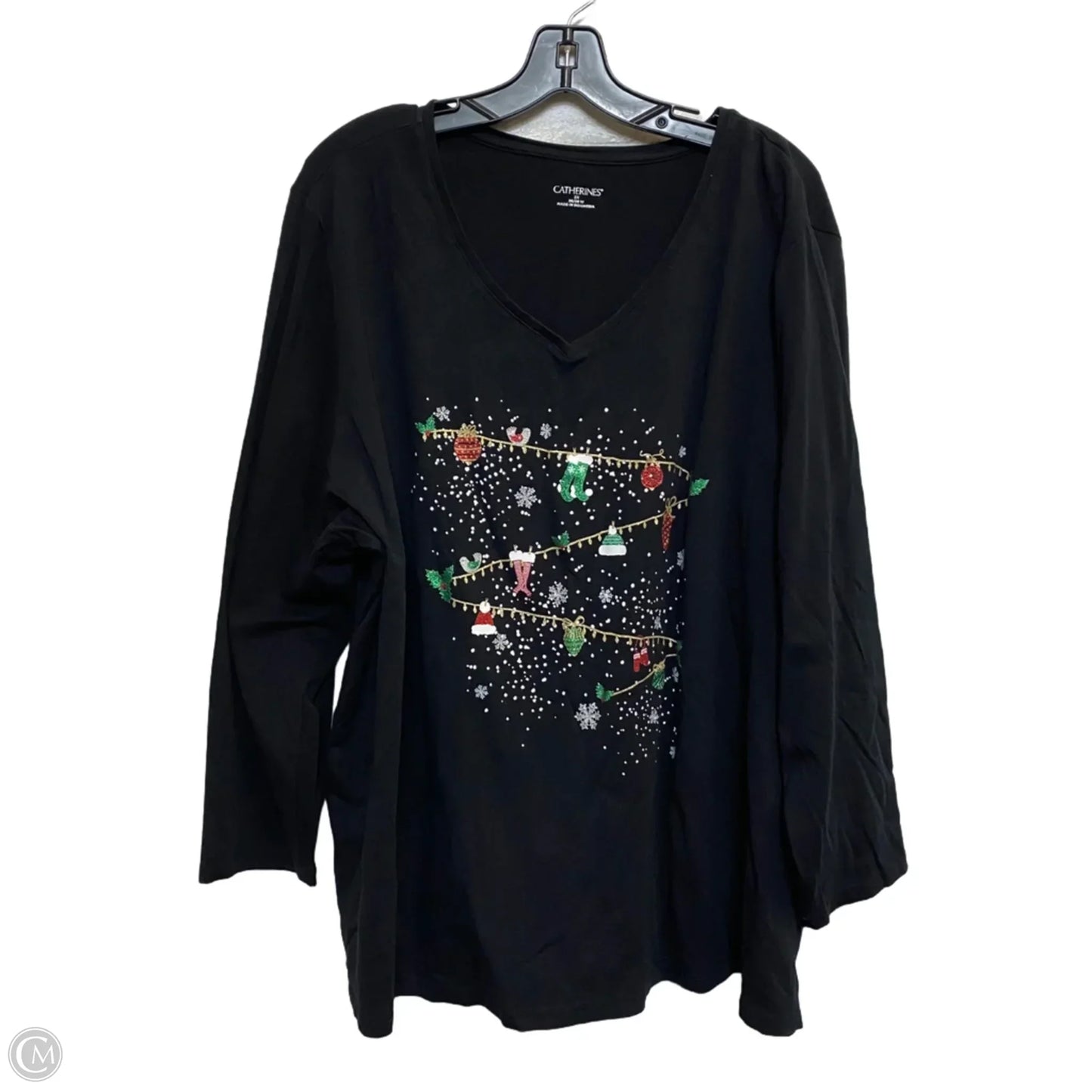 Top Long Sleeve By Catherines In Black, Size: 3x
