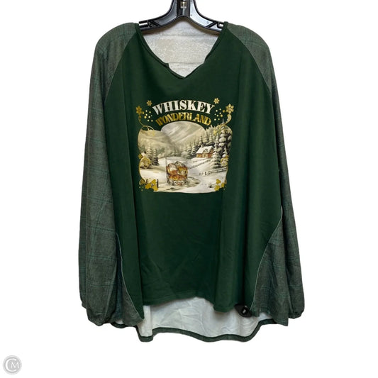 Top Long Sleeve By Cato In Green, Size: 4x