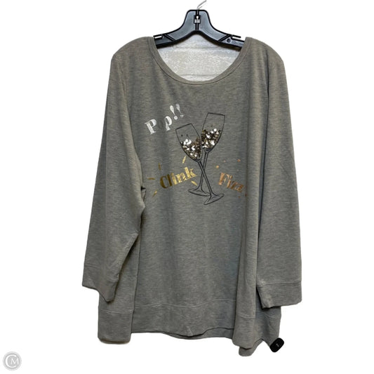 Top Long Sleeve By Cato In Grey, Size: 4x