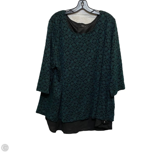 Top 3/4 Sleeve By Catherines In Black & Green, Size: 3x