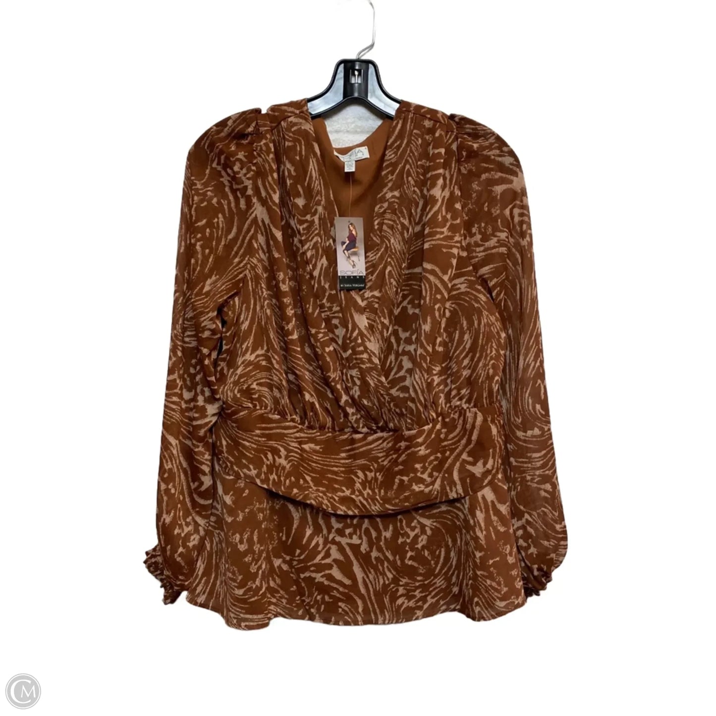 Top Long Sleeve By Sofia By Sofia Vergara In Brown, Size: Xl
