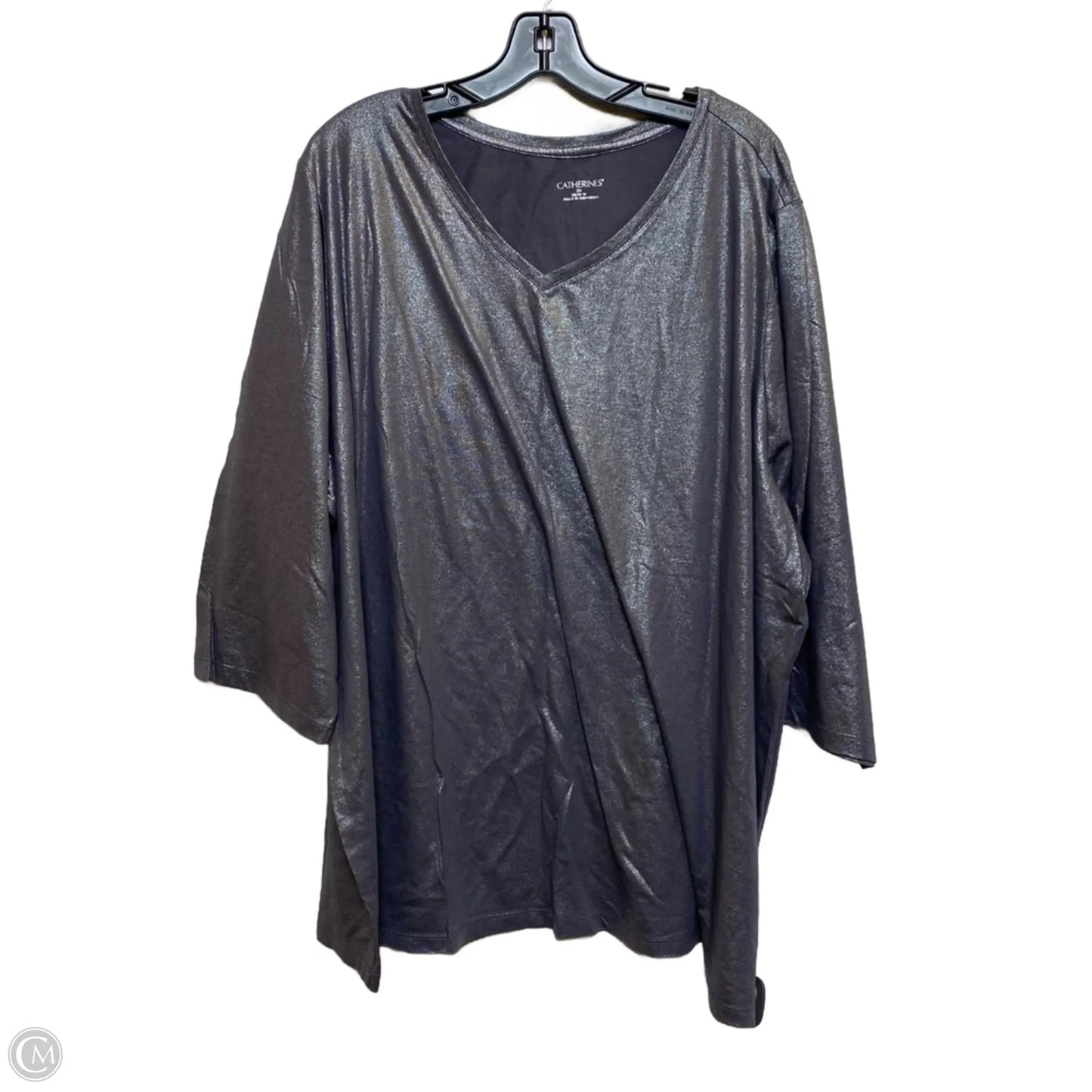 Top 3/4 Sleeve Basic By Catherines In Silver, Size: 3x