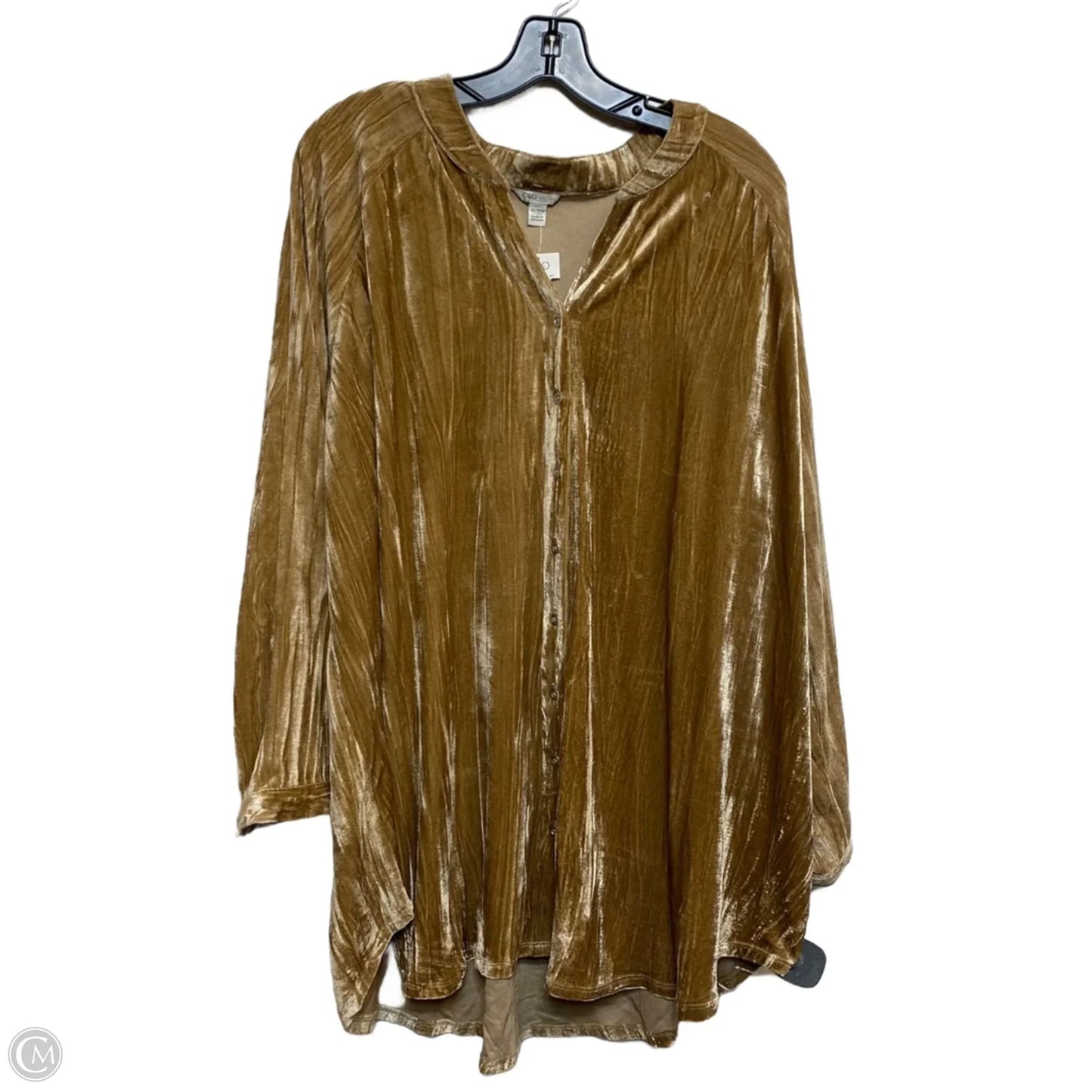 Top Long Sleeve By Cato In Brown, Size: 4x