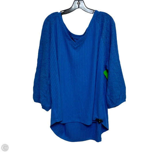 Top 3/4 Sleeve By Cato In Blue, Size: 4x