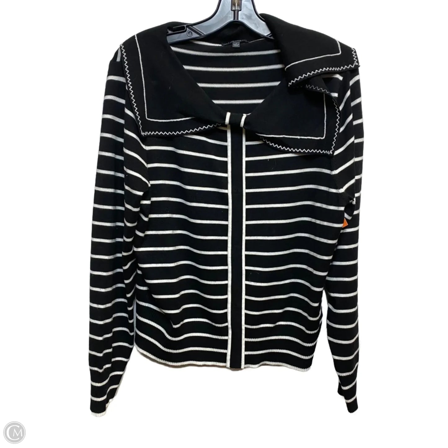 Sweater By Adrianna Papell In Black & White, Size: L
