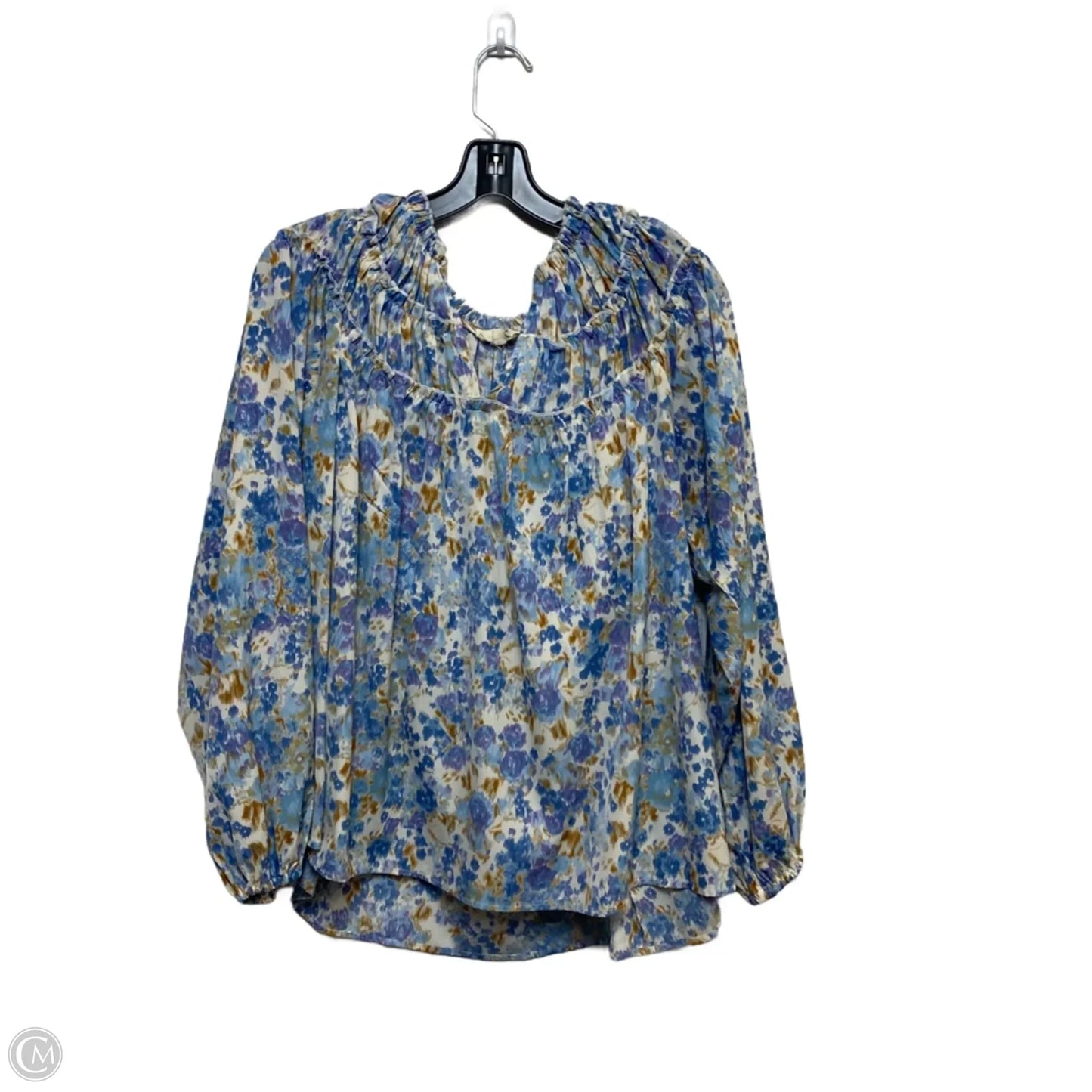Blouse Long Sleeve By Entro In Blue, Size: S