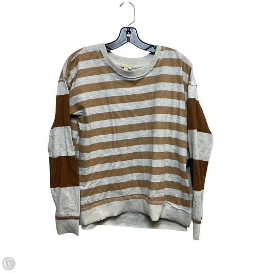 Top Long Sleeve By Hem & Thread In Brown & Grey, Size: M