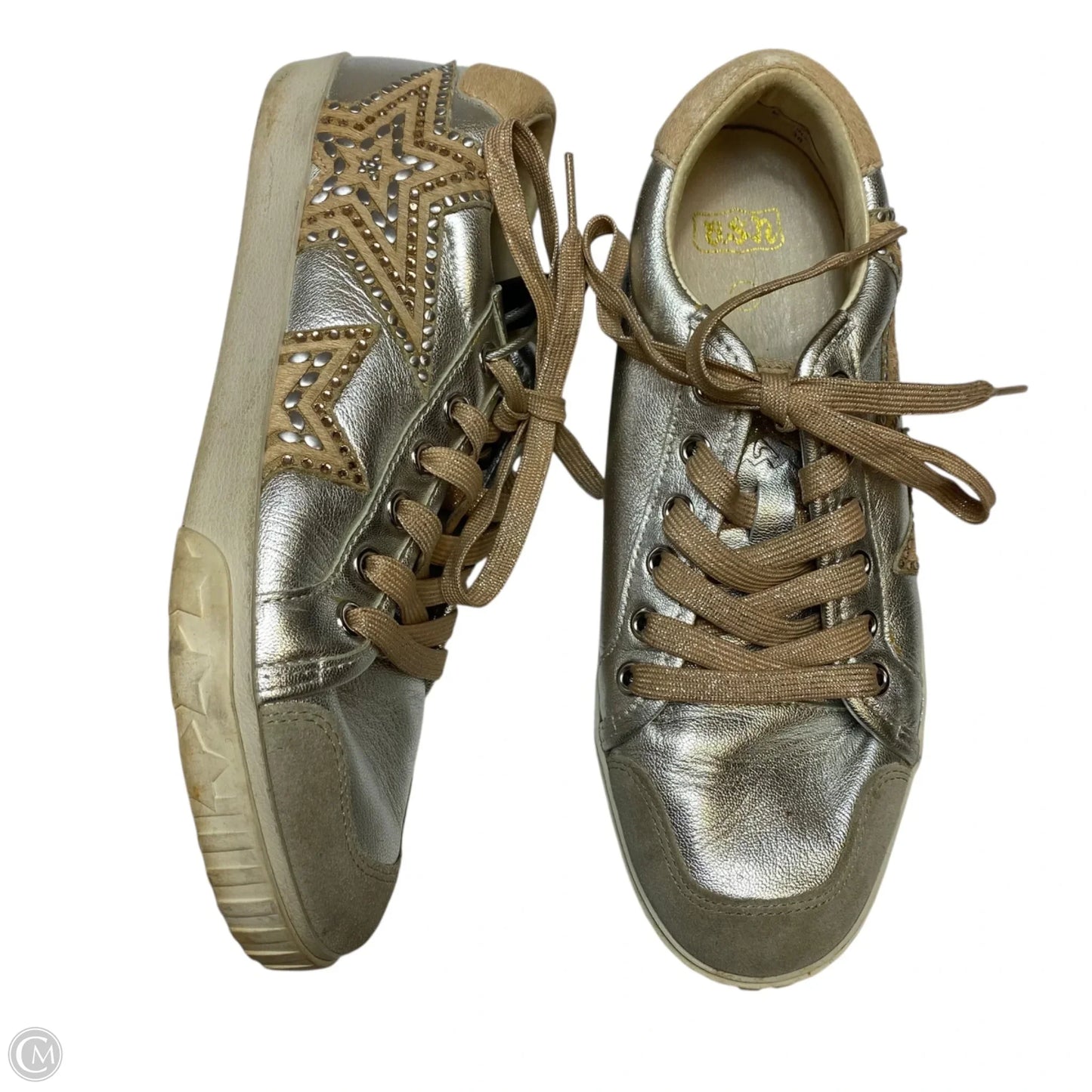 Shoes Sneakers By Ash In Silver & Tan, Size: 7.5
