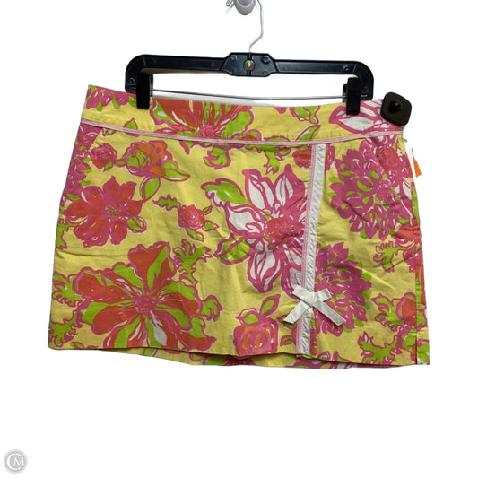 Skort Designer By Lilly Pulitzer In Pink & Yellow, Size: L