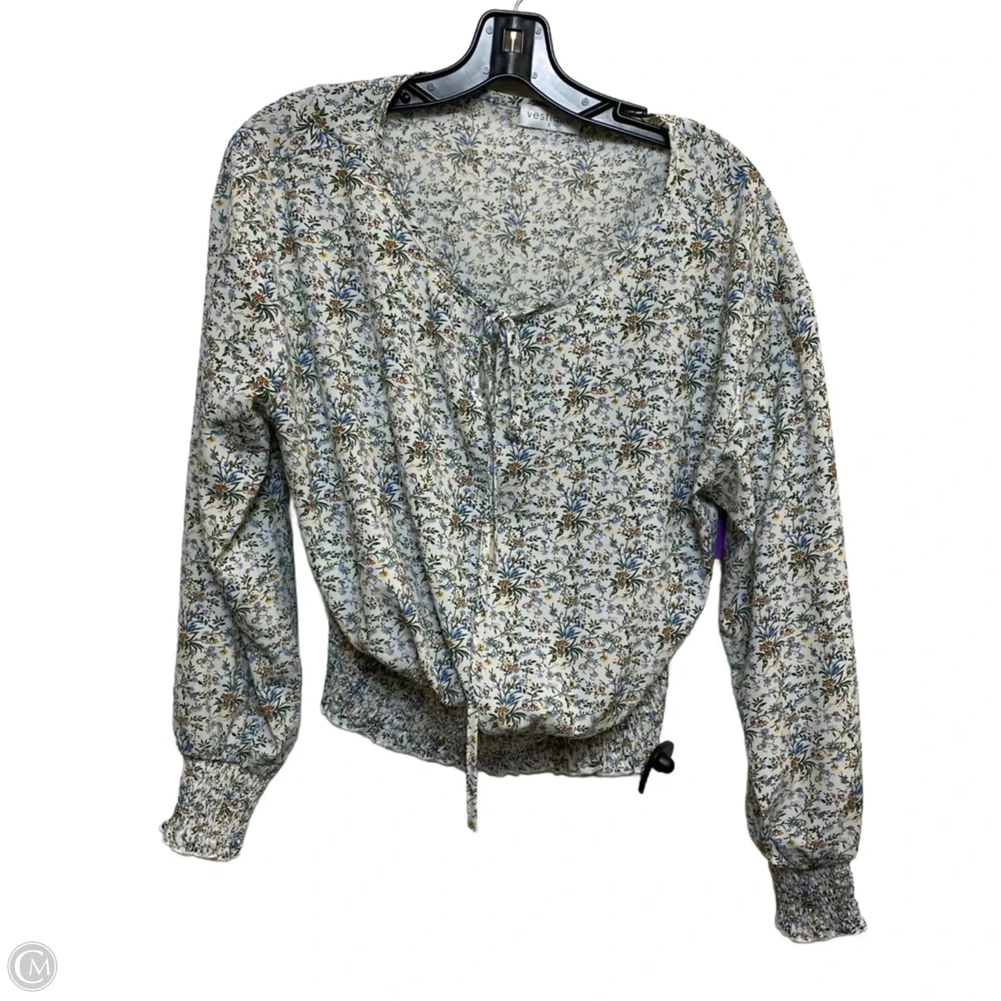 Top Long Sleeve By Vestique In Green & White, Size: S