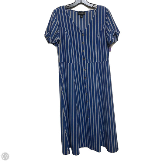 Dress Casual Midi By Agb In Blue & White, Size: S