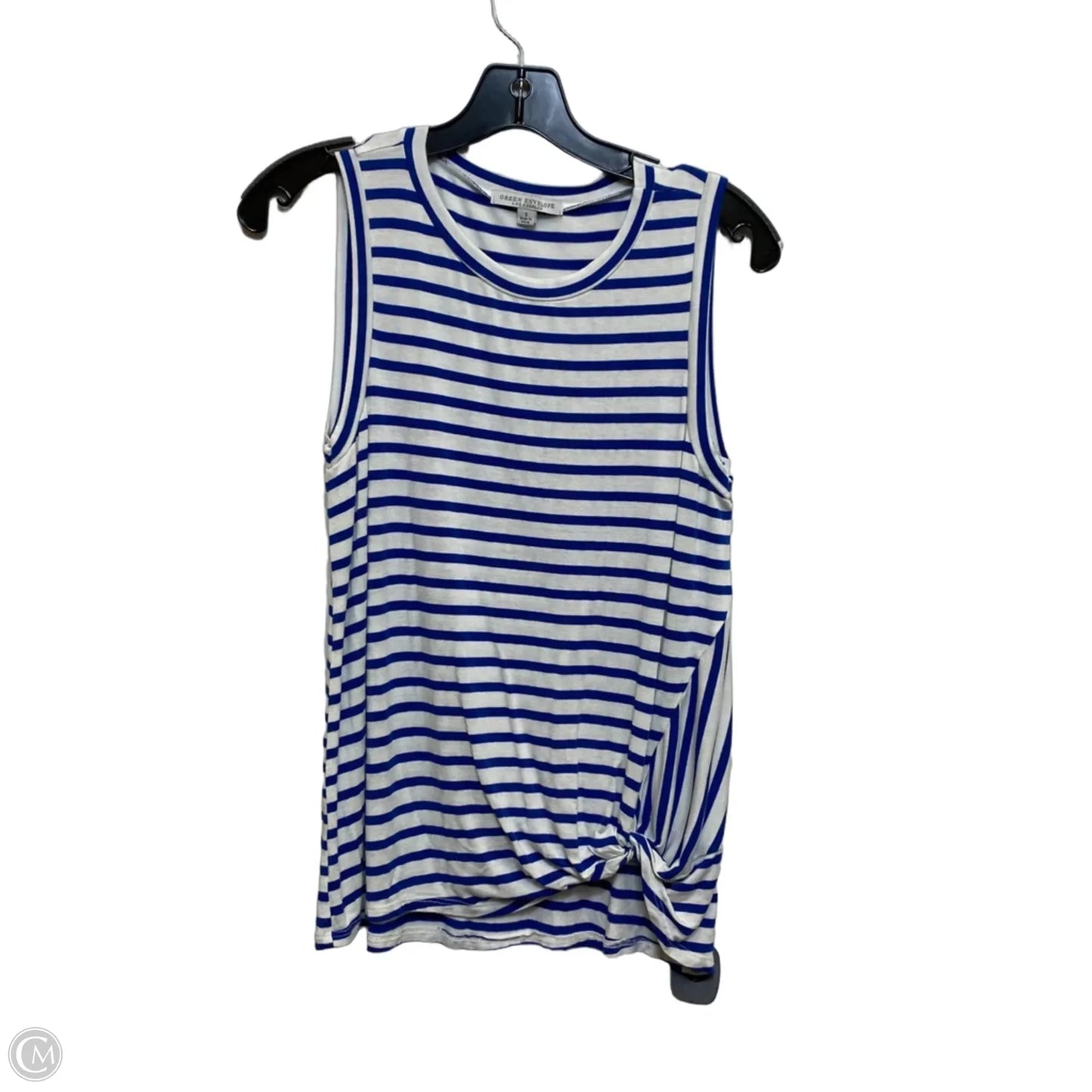 Top Sleeveless By Green Envelope In Blue & White, Size: S